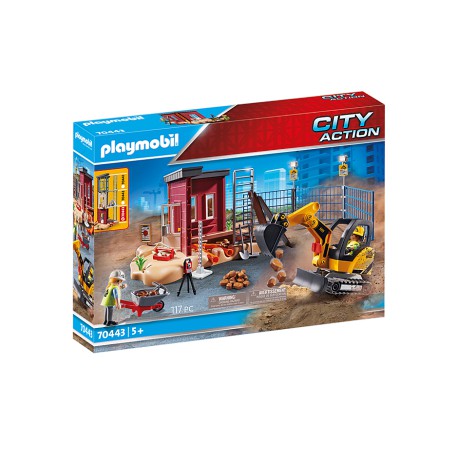 Mini Excavator with Building Section.