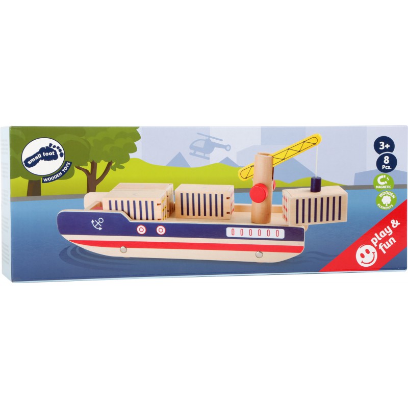 Wooden container ship.