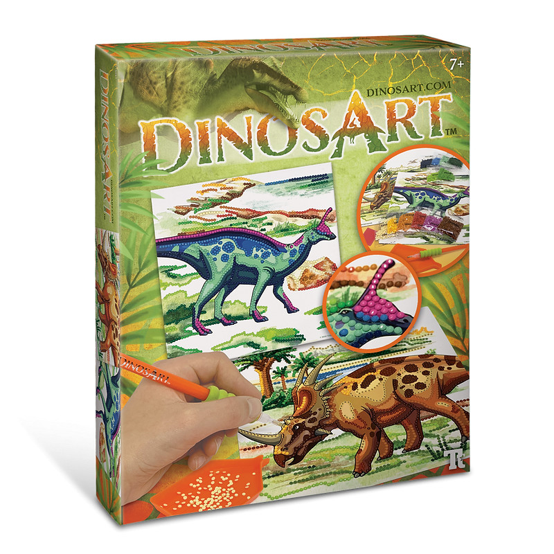 Mosaico de brillantes de dinosaurios.