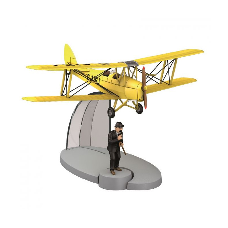 Avión biplano amarillo.