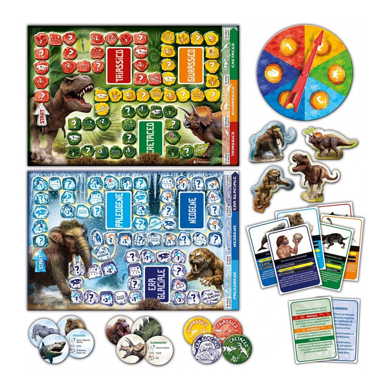 Clementoni Dinosaurios Y Prehistoria – Juego De Preguntas Educativo Con Tablero De Dos Caras – 3 Modos De Juego – Aprende Historia Divirtiéndote – Para Niños +6 Años