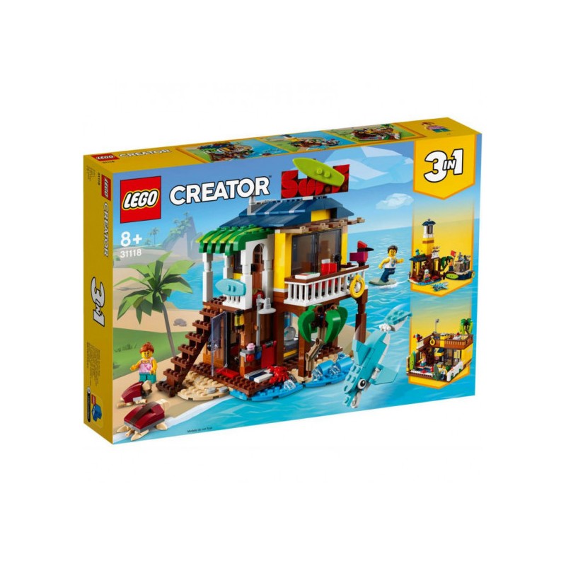 Casa surfera en la playa.