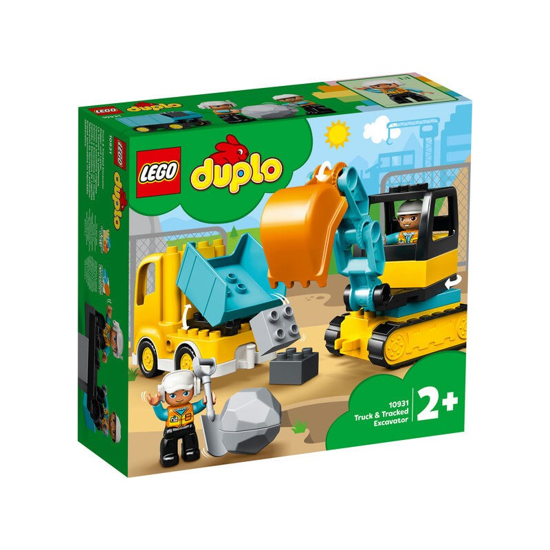 Truck and tracked excavator.