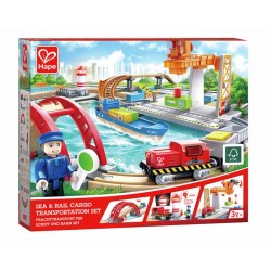 Sea and rail cargo transportation set.