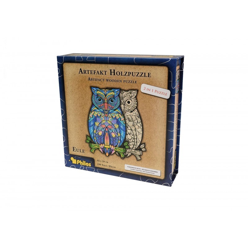 Wooden puzzle. Owl. PHILOS