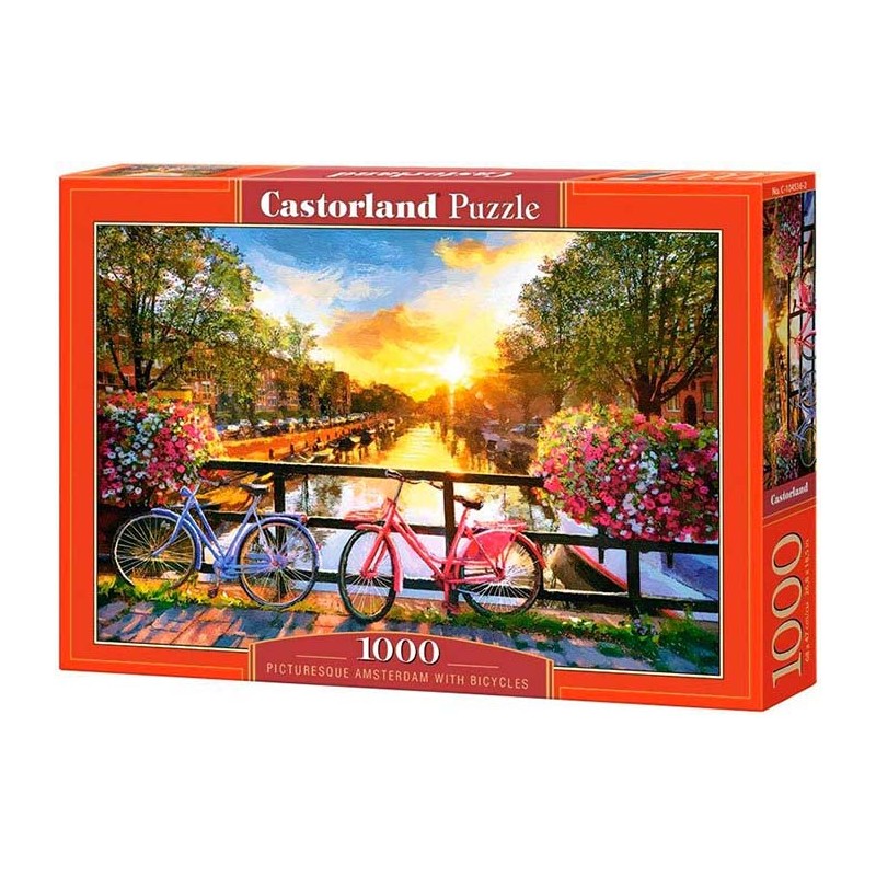 Pintoresca Amsterdam con bicicletas. 1000 piezas.