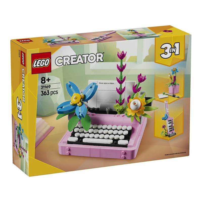 Máquina de escribir con flores.